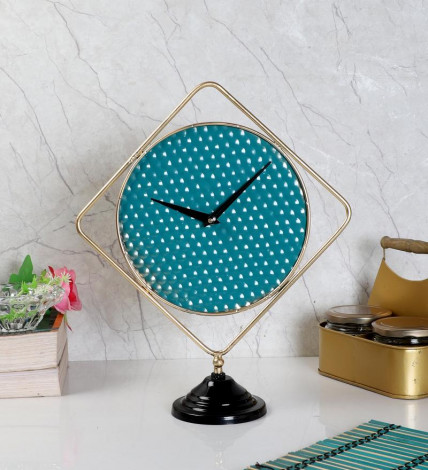 Green & Gold Square Table Clock
