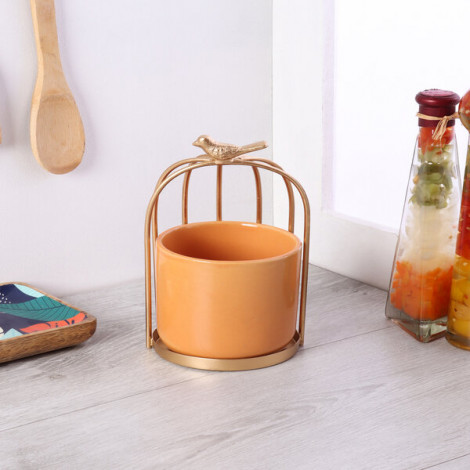 Bird Cage Mustard Ceramic Platter