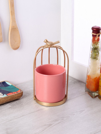 Bird Cage Pink Ceramic Server