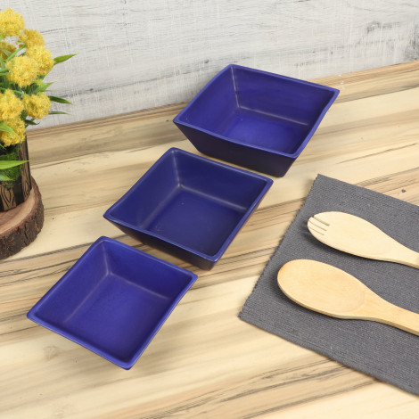 Blue Square Snacks Bowl Set of 3