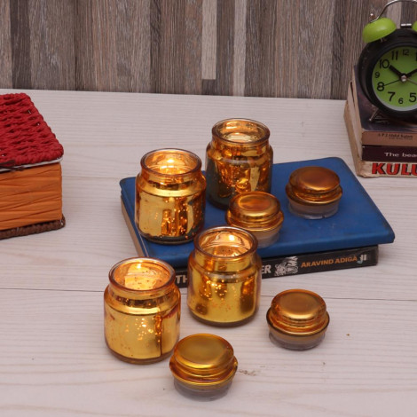 Gold Glass Jars With Lid Set of 4