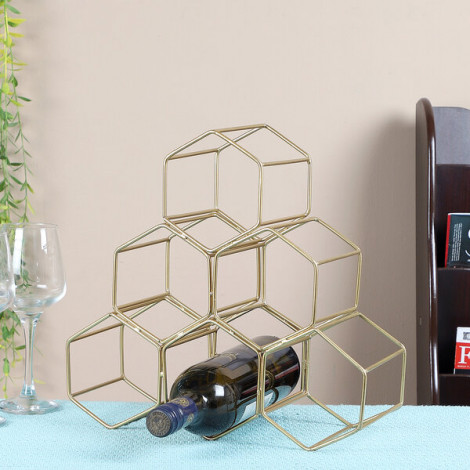 Triangle Gold Wine Rack for 6 Bottles