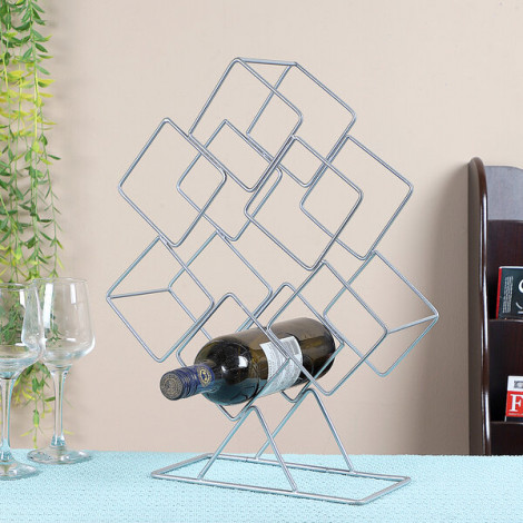 Rectangular Grey WIne Rack for 6 Bottles
