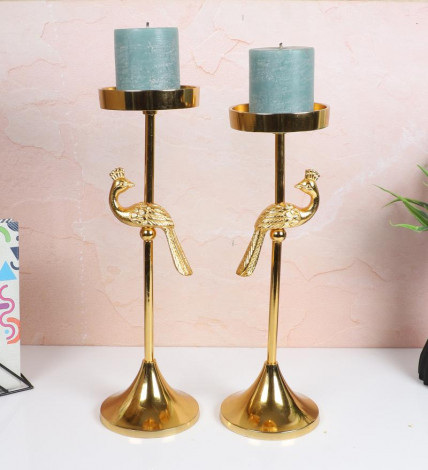 Peacock Aluminium Candle Stand