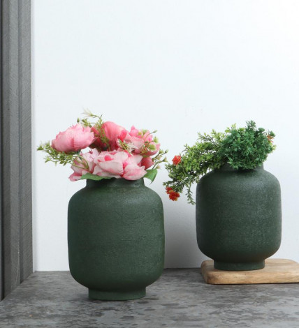 Green  Textured Flower Pot Set of 2