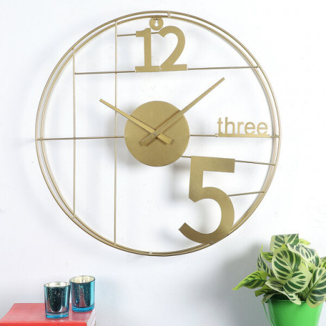 12-Three-5 Elegant Gold Wall Clock