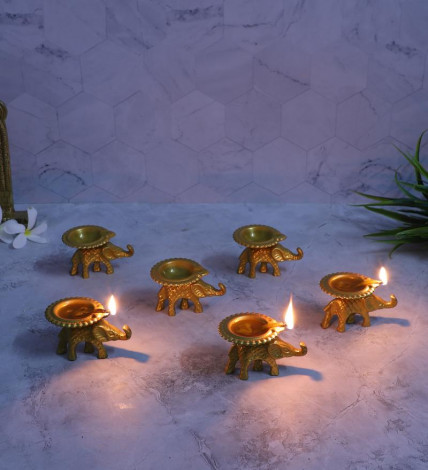 Elephant & Dia Tealight Holder Set of 6