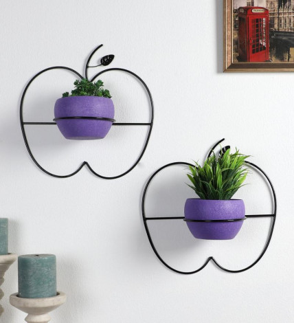 Wall Hanging Purple Apple Planter Set of 2