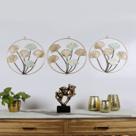 Green & Gold Leaves Wall Decor Set of 3