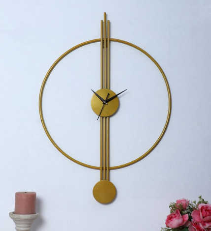 Ring & Stripe Clock Gold