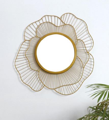 Gold Flower Shape Wall Mirror