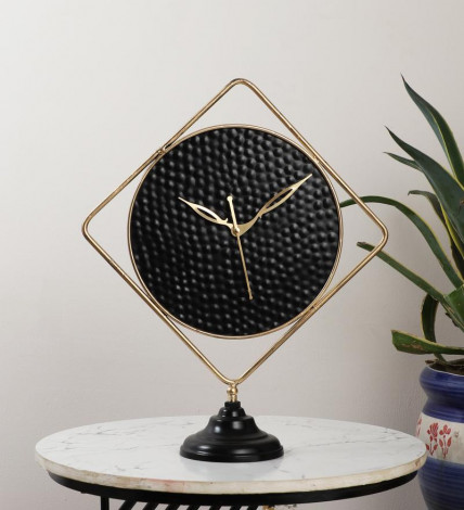 Black & Gold Square Table Clock