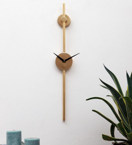 Gold SLim Long Pipe Clock