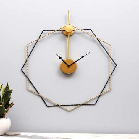 Black & Gold Hexagon Wall Clock