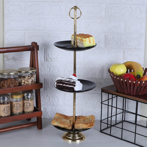 Black Ceramic Three Layer Plate Platter