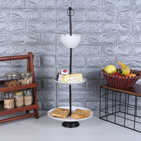 White Ceramic Three Layer Platter with Bowl