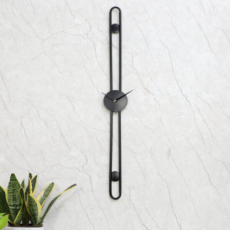 Long Striped Black Wall Clock