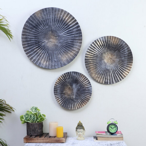 Grey Hammered Wall Decor Set of 3