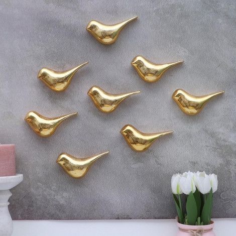 Gold Small Alumininium Bird Set of 8