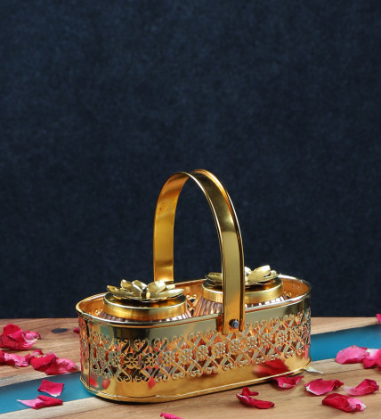 Metal Basket With Jars