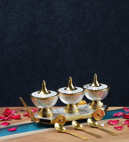 Aluminium Gold & White Dry Fruits Trolley