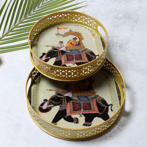 Elephant Black  Tray Set of 2