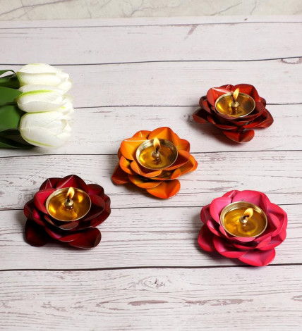 Rose Multicolor Brass Dia Set of 4