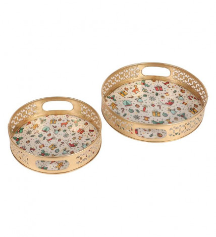 Christmas Tree Metal Basket Set of 2