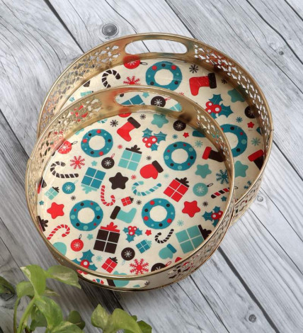 Christmas Ring Metal Basket Set of 2