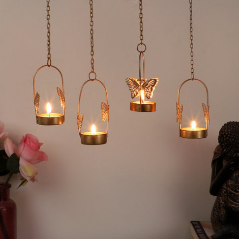 Hanging Butterfly Tealight Holder Set of 4