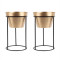 Big Pot Shape Planter with Stand Black & Gold Set of 2