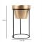 Big Pot Shape Planter with Stand Black & Gold Set of 2