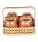Gold Basket With 4 Metal Jars
