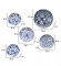 Blue & White Abstract Meena Wall Art Set of 5