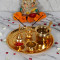 Gold Steel Pooja Thali With Velvet Box