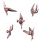 Aluminium Copper Bird Wall Decor Set of 5