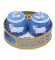 Blue & White Cow Round Basket With Jar Set of 3