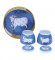 Blue & White Cow Round Basket With Jar Set of 3