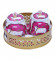 Pink & White Cow Round Basket With Jar Set of 3