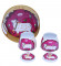 Pink & White Cow Round Basket With Jar Set of 3