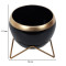 Apple Shape Metal Black & Gold Planter Set of 2