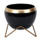 Apple Shape Metal Black & Gold Planter Set of 2