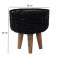Jute & Metal Black Planter Set with Wooden Legs Set of 3