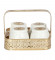 Gold & White Basket With Jar Set of 4