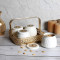 Gold & White Basket With Jar Set of 4