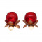 Small Glass Lotus Red Set of 2