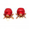 Small Glass Lotus Red Set of 2