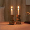 MangwoWood Round Base Candle Stand Set of 2