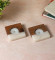 Cream Resin & Mangowood Tealight Holder Set of 2