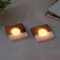 Cream Resin & Mangowood Tealight Holder Set of 2